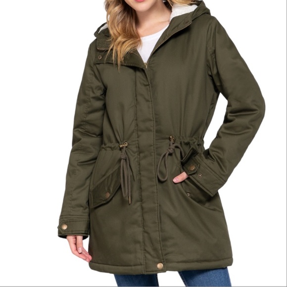 ARMY UTILITY PARKA WITH SHERPA LINE AND HOODIE JACKET - Picture 2 of 5